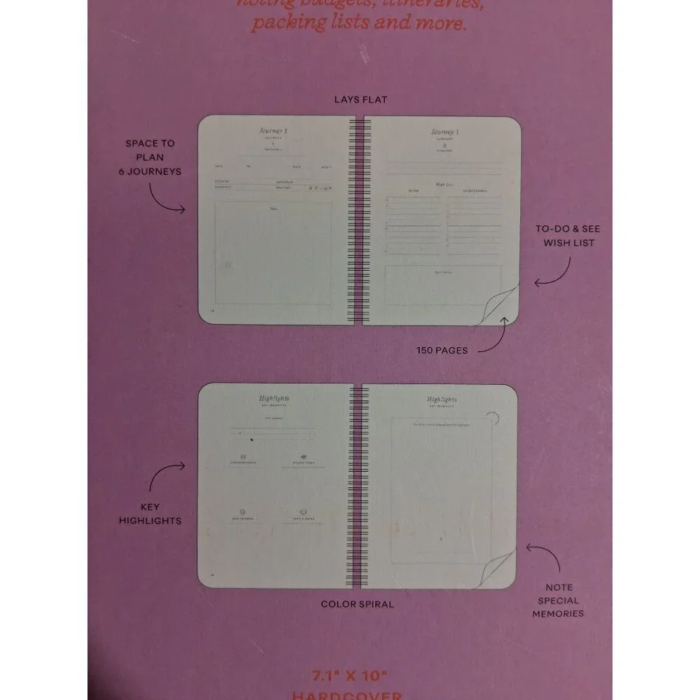 NWT My Adventures Travel Journal Notebook Spiral Bound Stationary Plan Keepsake